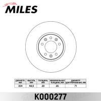 Диск тормозной передний MILES K000277 (TRW DF4849S)